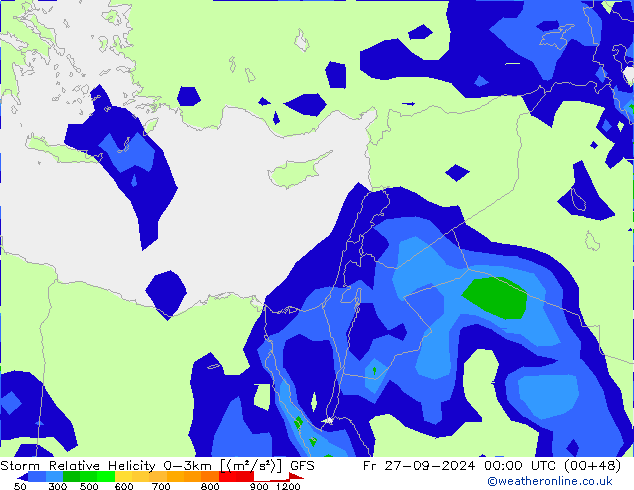 Storm Relative Helicity GFS пт 27.09.2024 00 UTC