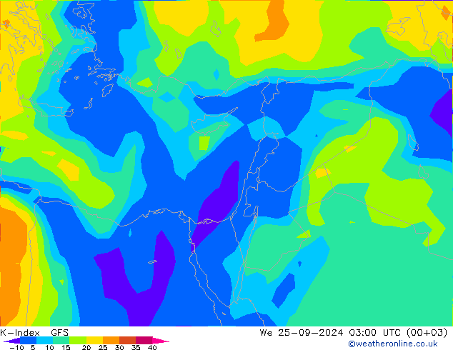 K-Index GFS mer 25.09.2024 03 UTC