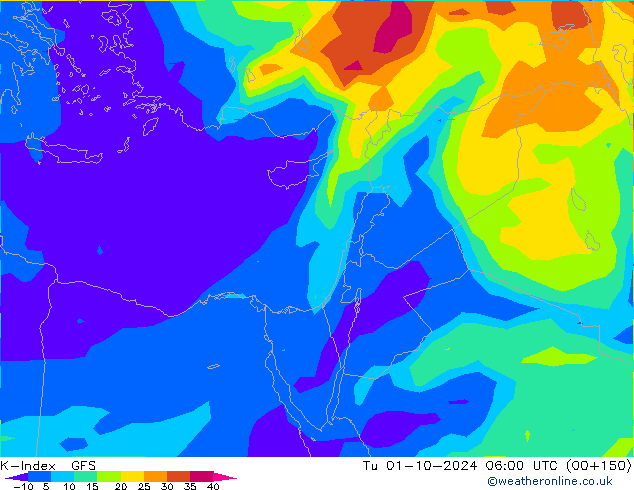 K-Index GFS Tu 01.10.2024 06 UTC