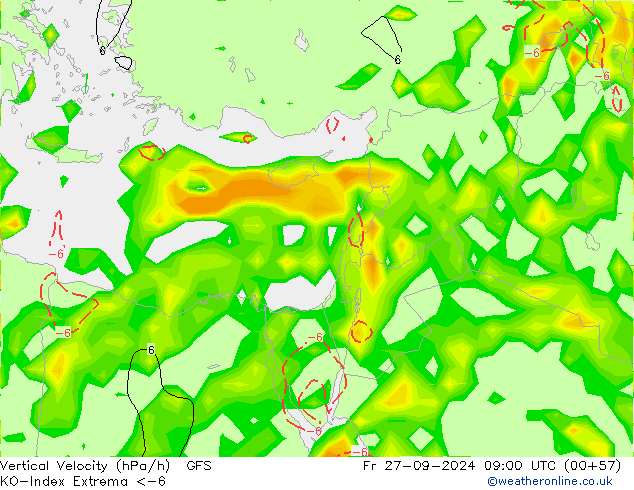 Convection-Index GFS Fr 27.09.2024 09 UTC