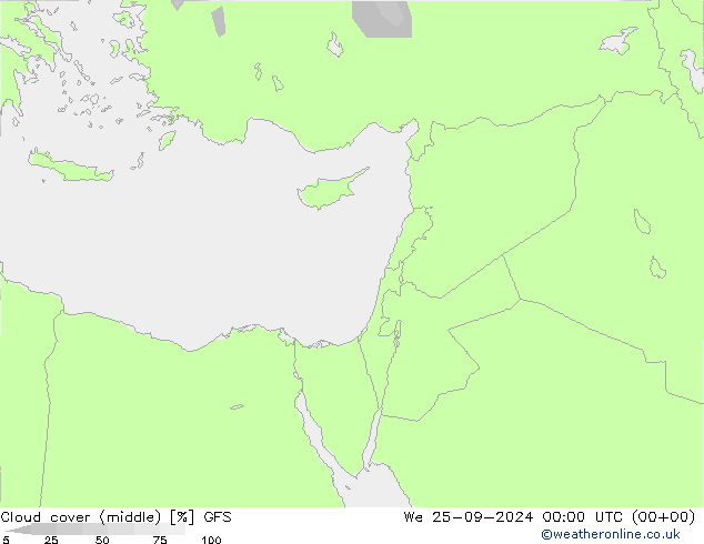 Nubi medie GFS mer 25.09.2024 00 UTC