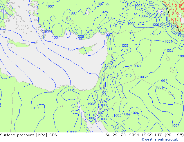 Surface pressure GFS Su 29.09.2024 12 UTC