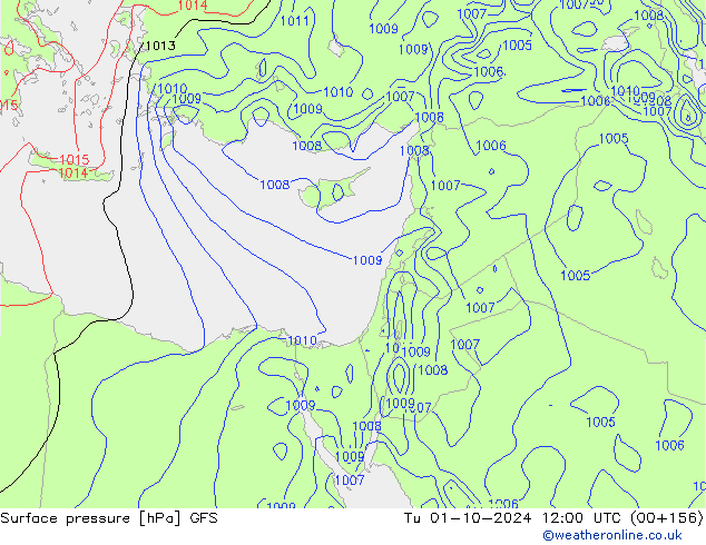 Surface pressure GFS Tu 01.10.2024 12 UTC