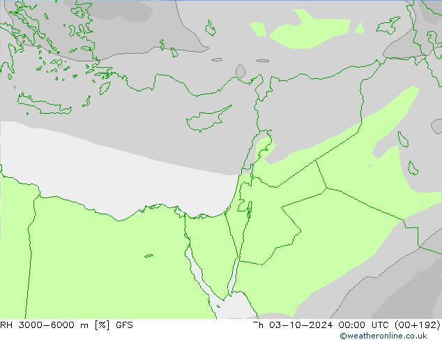 Humidité rel. 3000-6000 m GFS jeu 03.10.2024 00 UTC