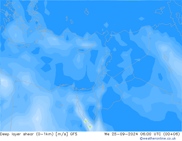 Deep layer shear (0-1km) GFS septiembre 2024