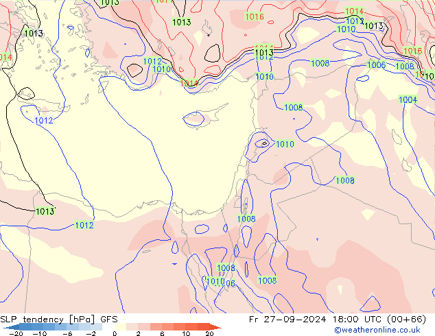 Tendenza di Pressione GFS ven 27.09.2024 18 UTC