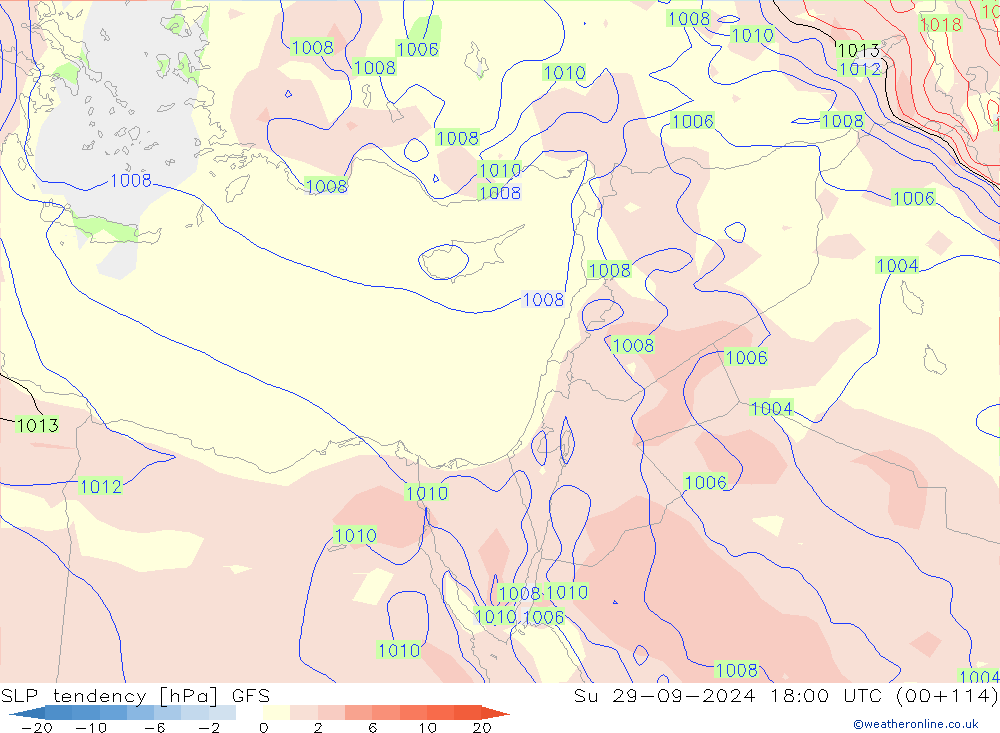 тенденция давления GFS Вс 29.09.2024 18 UTC