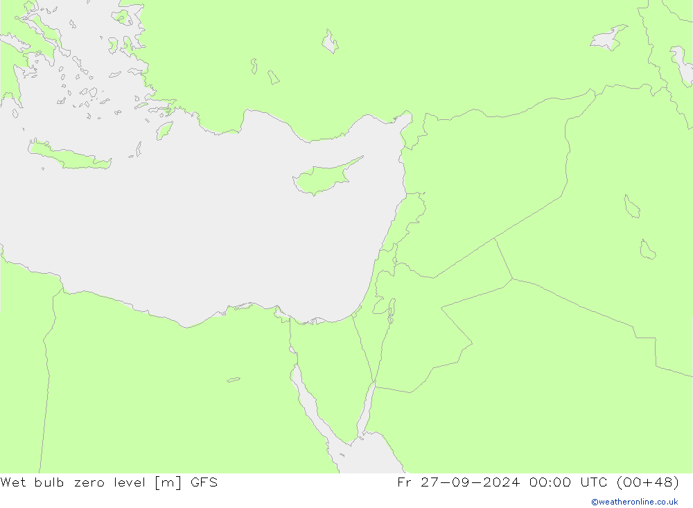 Wet bulb zero level GFS Fr 27.09.2024 00 UTC