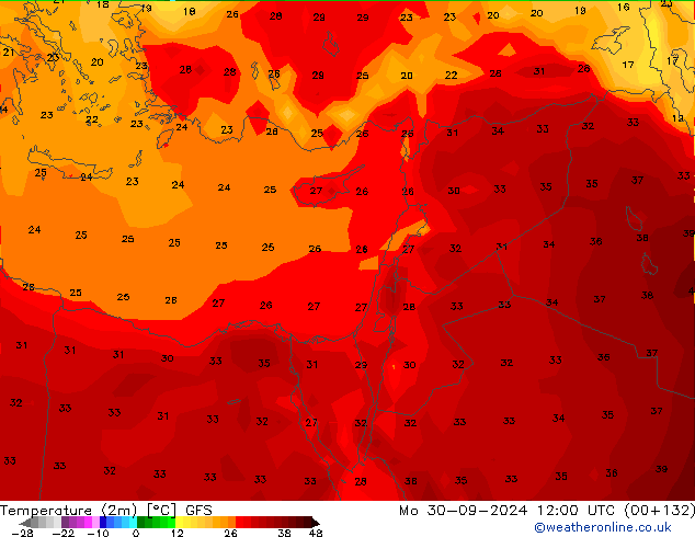 température (2m) GFS lun 30.09.2024 12 UTC