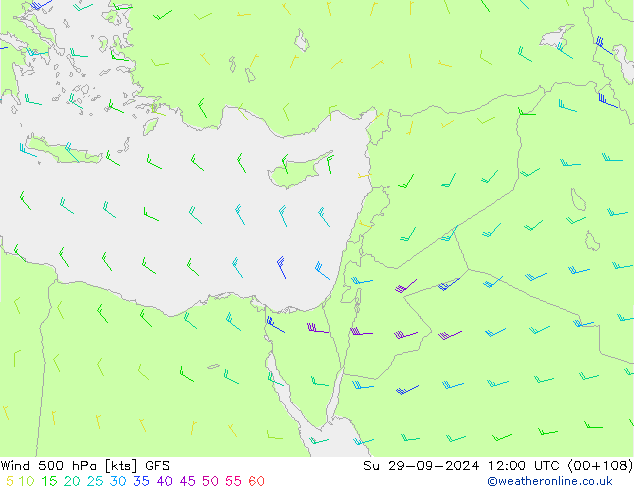 Rüzgar 500 hPa GFS Paz 29.09.2024 12 UTC