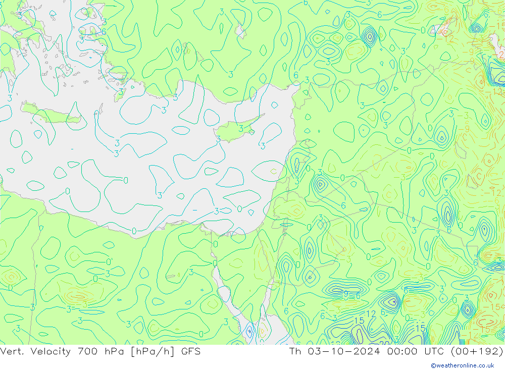 700 hPa Dikey Hız GFS Per 03.10.2024 00 UTC