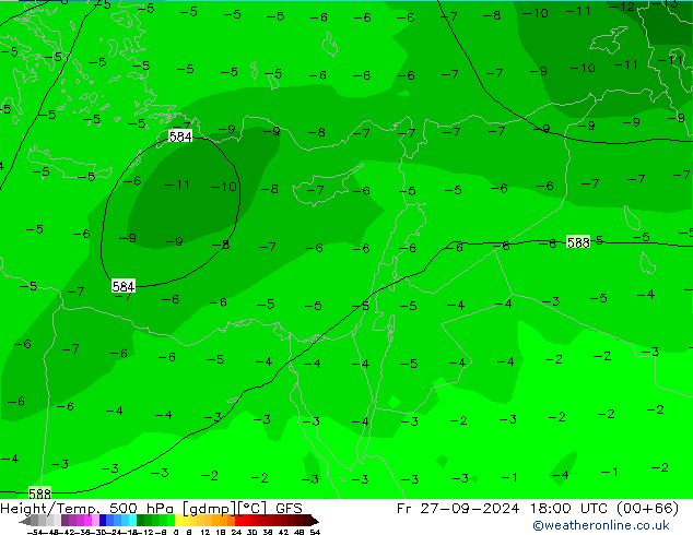 Height/Temp. 500 hPa GFS  27.09.2024 18 UTC