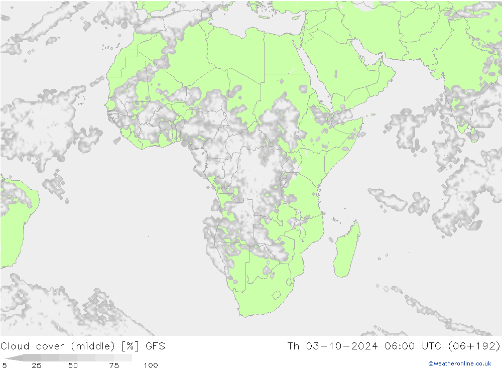 Bewolking (Middelb.) GFS do 03.10.2024 06 UTC