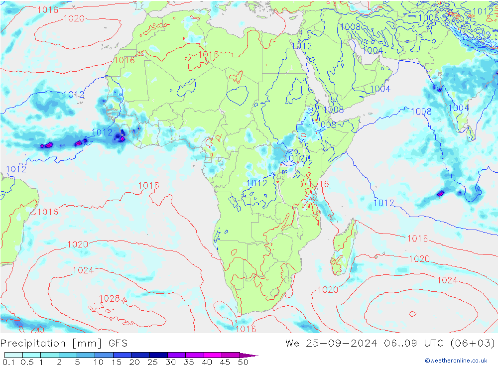 осадки GFS ср 25.09.2024 09 UTC