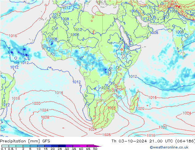 Srážky GFS Čt 03.10.2024 00 UTC