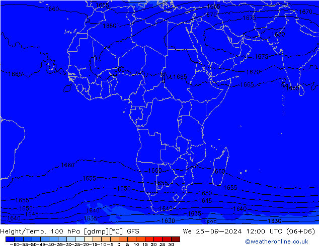 Height/Temp. 100 hPa GFS We 25.09.2024 12 UTC