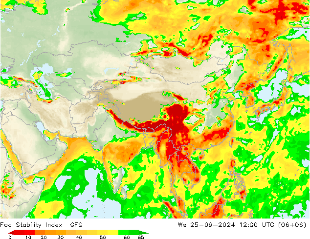 Fog Stability Index GFS  25.09.2024 12 UTC