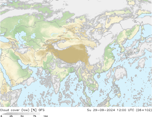 Bewolking (Laag) GFS september 2024