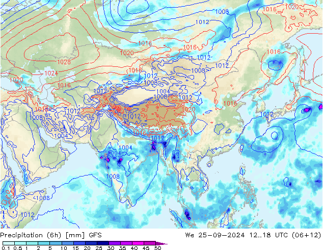 Z500/Rain (+SLP)/Z850 GFS mié 25.09.2024 18 UTC