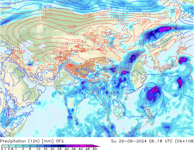 Precipitation (12h) GFS September 2024