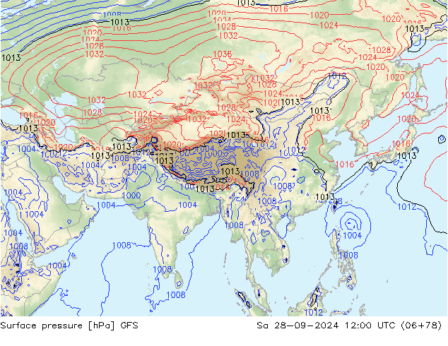 Surface pressure GFS Sa 28.09.2024 12 UTC