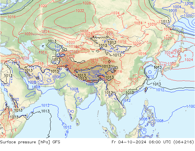 Surface pressure GFS Fr 04.10.2024 06 UTC