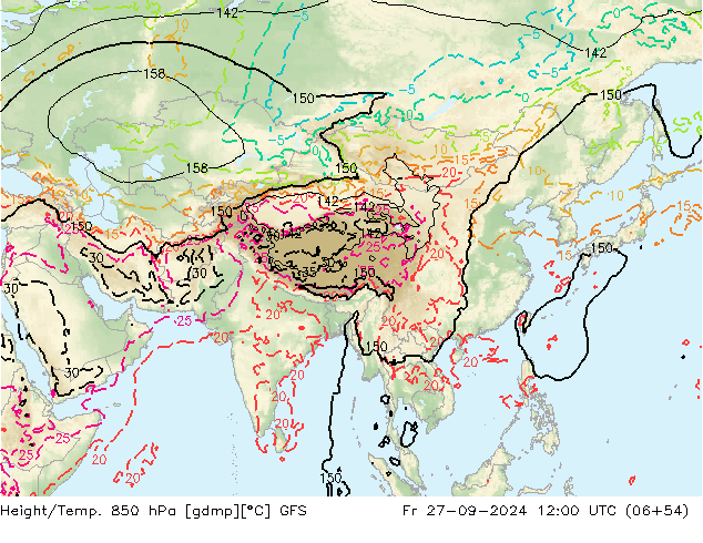 Z500/Rain (+SLP)/Z850 GFS Fr 27.09.2024 12 UTC