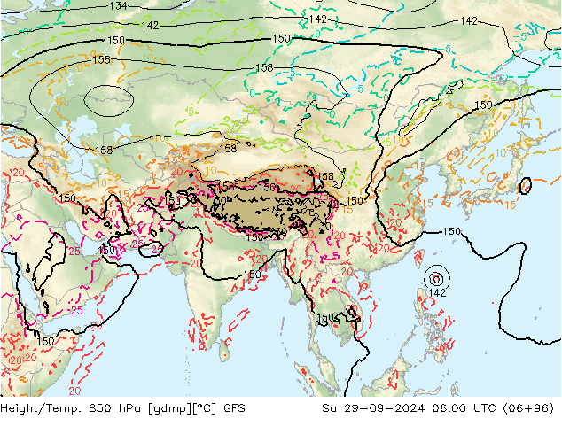 Height/Temp. 850 hPa GFS Su 29.09.2024 06 UTC