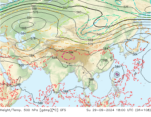 Z500/Rain (+SLP)/Z850 GFS So 29.09.2024 18 UTC