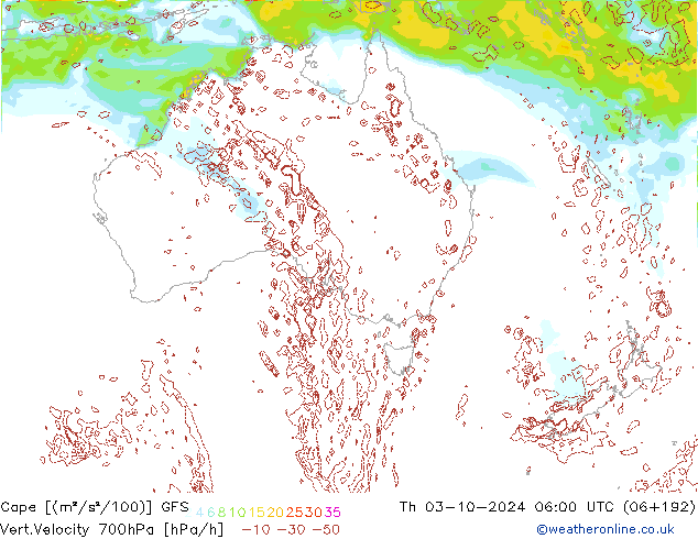 Cape GFS gio 03.10.2024 06 UTC