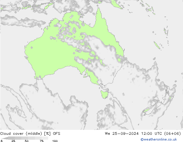 Cloud cover (middle) GFS We 25.09.2024 12 UTC