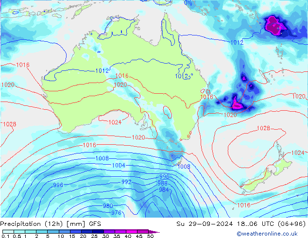 Precipitação (12h) GFS Dom 29.09.2024 06 UTC