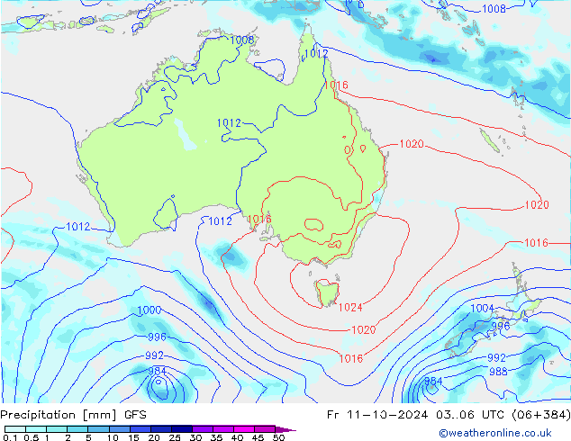 Neerslag GFS vr 11.10.2024 06 UTC