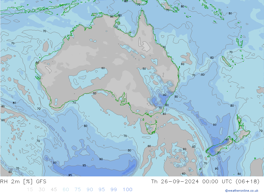 RH 2m GFS Th 26.09.2024 00 UTC