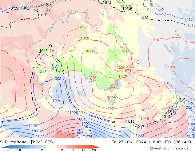 Drucktendenz GFS Fr 27.09.2024 00 UTC