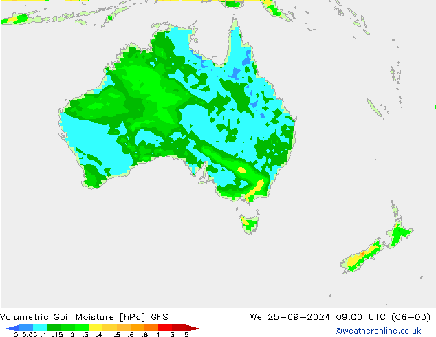 Volumetric Soil Moisture GFS We 25.09.2024 09 UTC