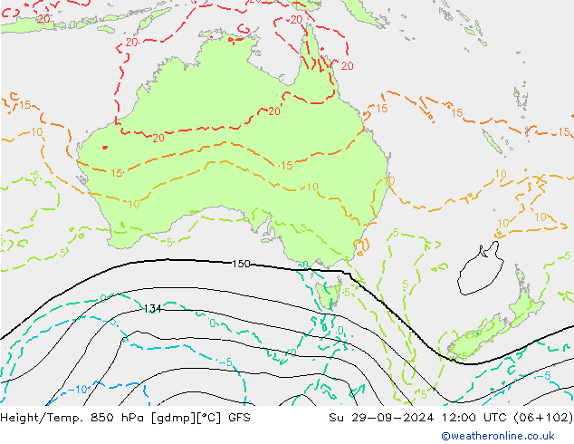 Height/Temp. 850 hPa GFS Su 29.09.2024 12 UTC