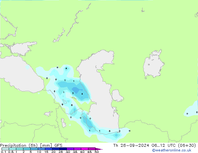 Yağış (6h) GFS Per 26.09.2024 12 UTC