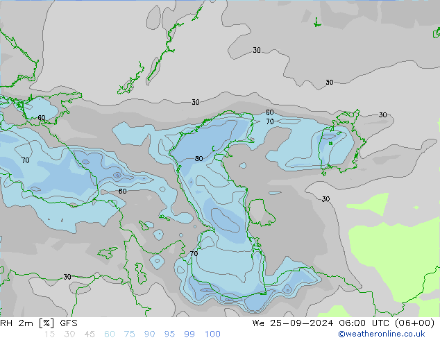 RH 2m GFS  25.09.2024 06 UTC