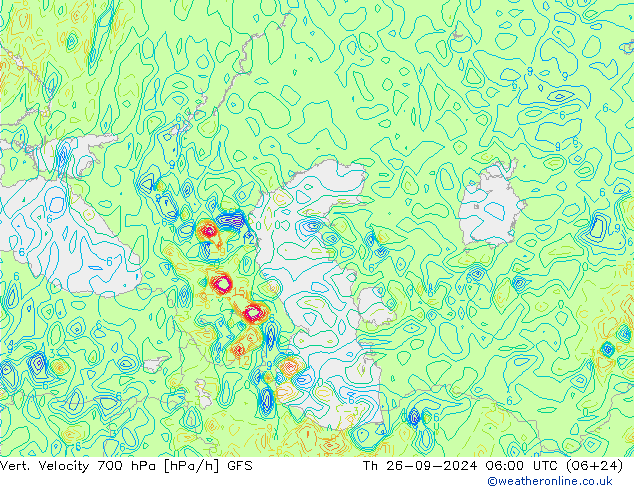 700 hPa Dikey Hız GFS Per 26.09.2024 06 UTC