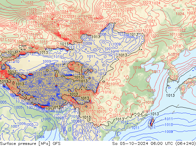 приземное давление GFS сб 05.10.2024 06 UTC