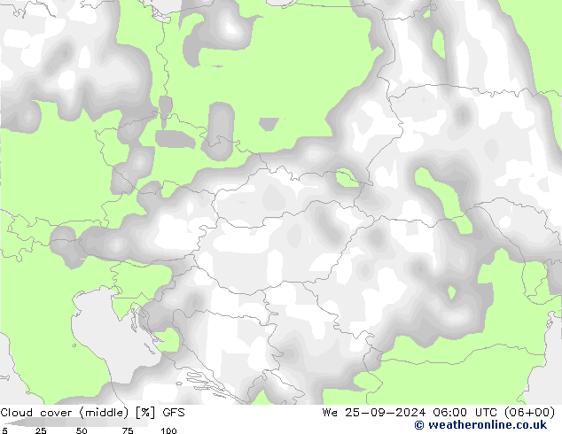 Cloud cover (middle) GFS We 25.09.2024 06 UTC