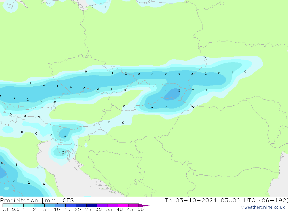 Precipitation GFS Th 03.10.2024 06 UTC