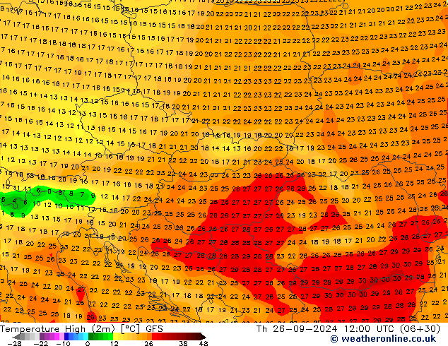 Max.  (2m) GFS  26.09.2024 12 UTC