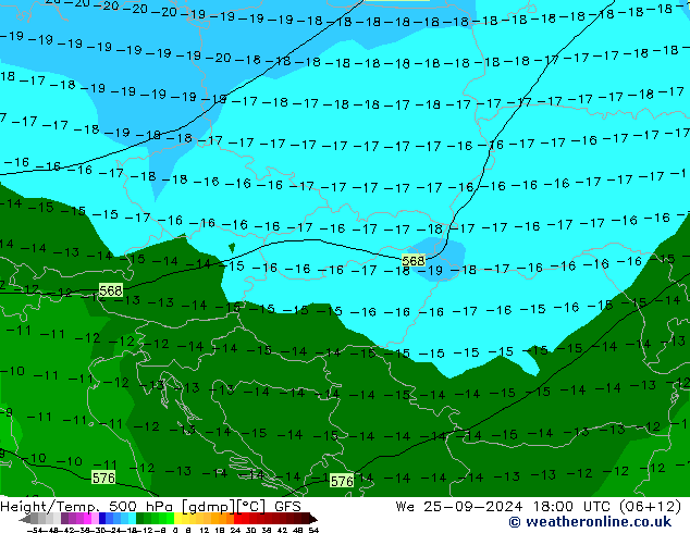 Z500/Rain (+SLP)/Z850 GFS mié 25.09.2024 18 UTC