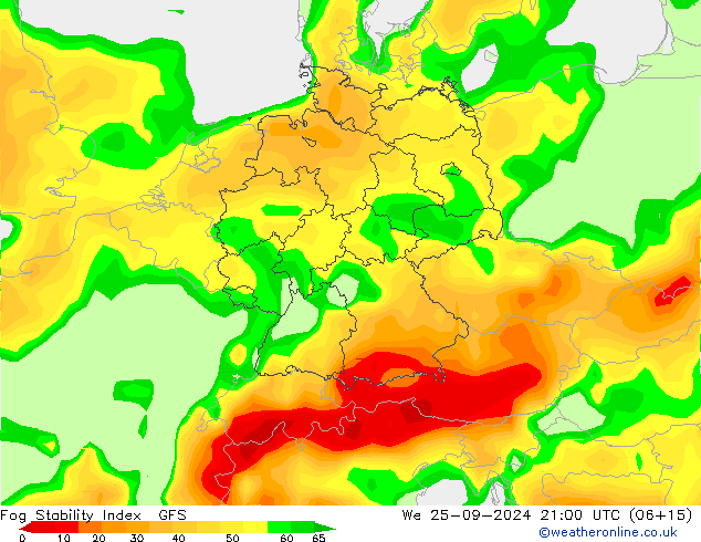 Fog Stability Index GFS mer 25.09.2024 21 UTC