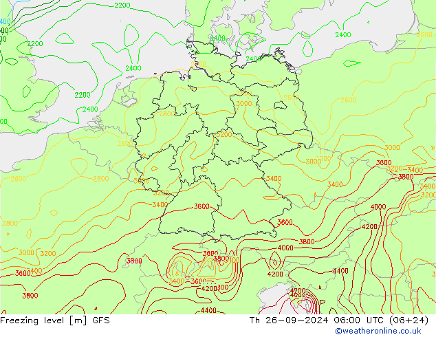 Isotherme 0° GFS jeu 26.09.2024 06 UTC