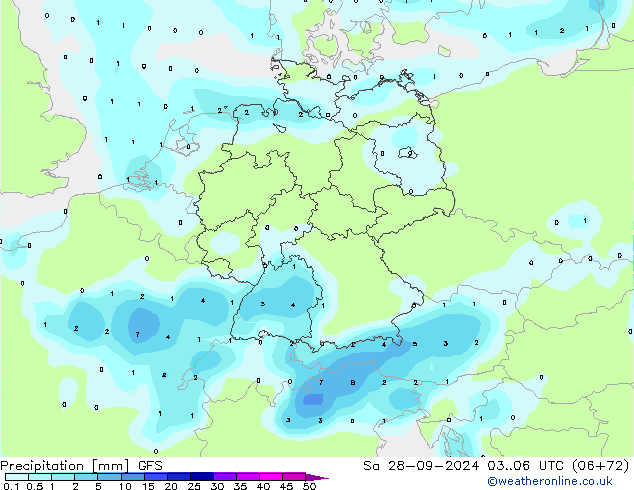 Precipitación GFS sáb 28.09.2024 06 UTC