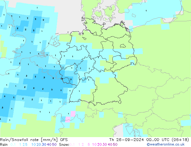 Regen/Sneeuwval GFS do 26.09.2024 00 UTC