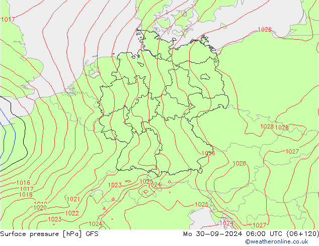 Luchtdruk (Grond) GFS ma 30.09.2024 06 UTC